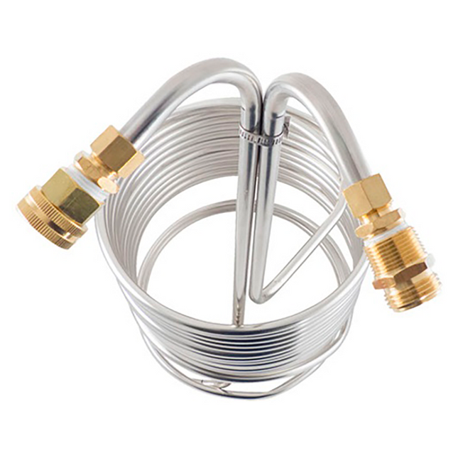 ENFRIADOR DE MOSTO DE ACERO INOX. 50' X 1/2"