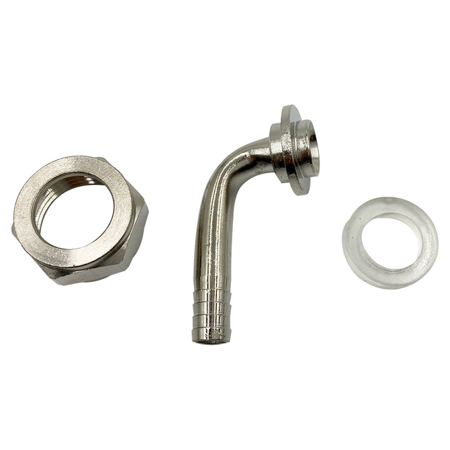 KIT CODO 90º CON ESPIGA (1/4"), TUERCA HEXAGONAL Y EMPAQUE