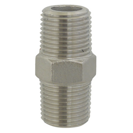 NIPLE DE ACERO INOXIDABLE DE 1/2" CON TUERCA HEXAGONAL
