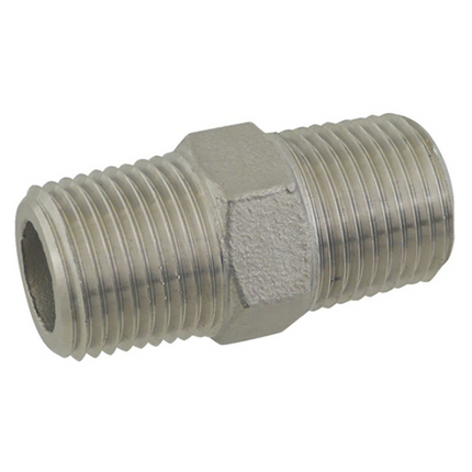 NIPLE DE ACERO INOXIDABLE DE 1/2" CON TUERCA HEXAGONAL