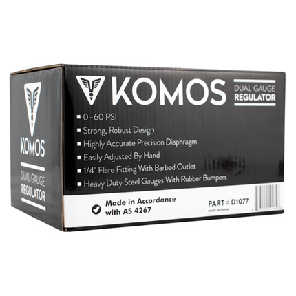 REGULADOR KOMOS CON 2 MANOMETROS Y 1 SALIDA