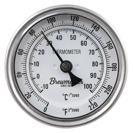TERMOMETRO BREWMASTER CON CARATULA DE 3" Y ROSCA DE 1/2" MPT (SONDA 2")