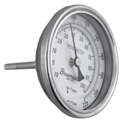 TERMOMETRO BREWMASTER CON CARATULA DE 3" Y ROSCA DE 1/2" MPT (SONDA 2")