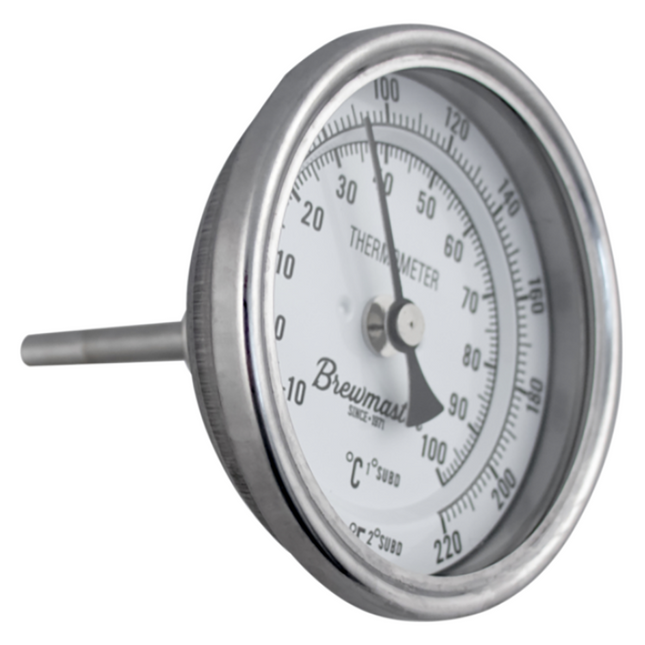 TERMOMETRO BREWMASTER CON CARATULA DE 3" Y ROSCA DE 1/2" MPT (SONDA 2")
