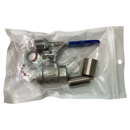 VALVULA DE 1/2" INOXIDABLE CON ESPIGA Y NIPLE