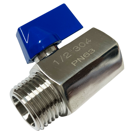 VALVULA DE BOLA MINI DE 1/2" NPT ROSCADA ACERO INOXIDABLE 304